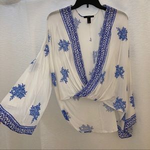 Gorgeous White & Blue Cross Over Top